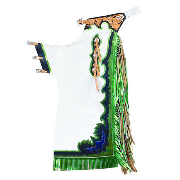 Hilason Handmade Genuine Leather Chaps Adult Handtooled Rodeo Bull Riding